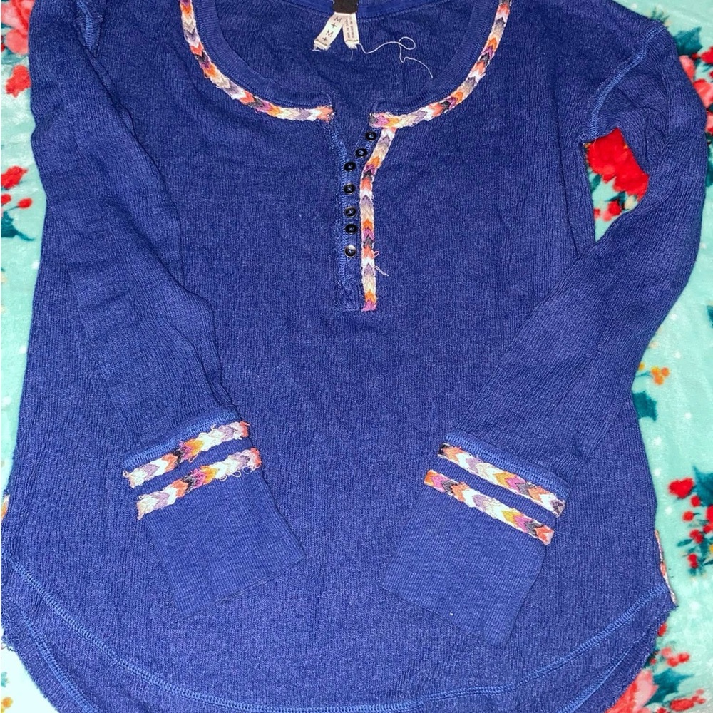 We The Free Blue Crew Neck Sweater